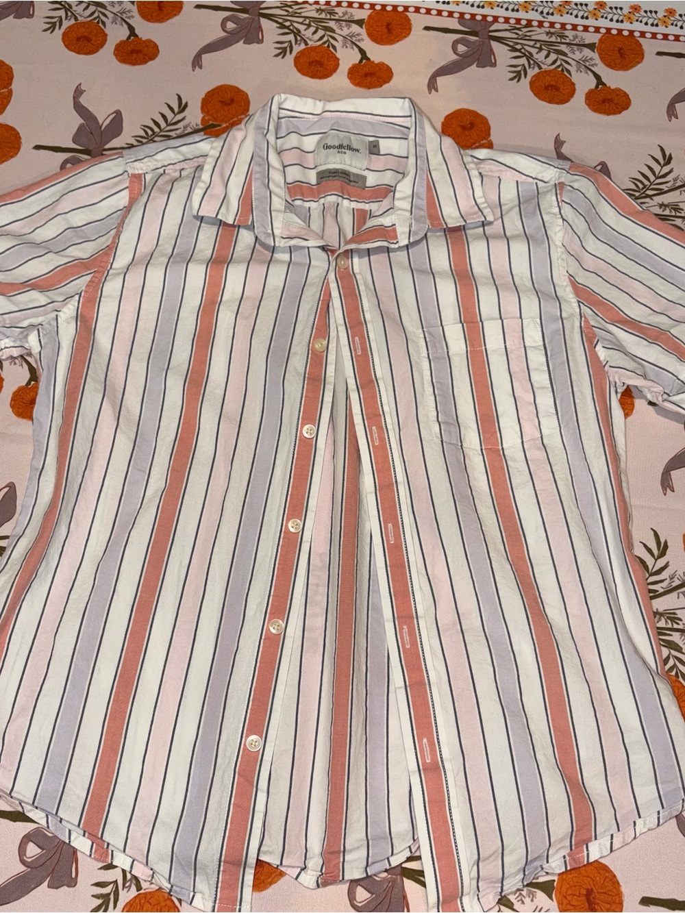 Goodfellow Shirt Men’s Medium Pink/Orange/White slim fit button-up